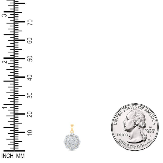 0.49 Ctw Natural Diamond Flower Round Cluster Pendant in 10k Yellow Gold