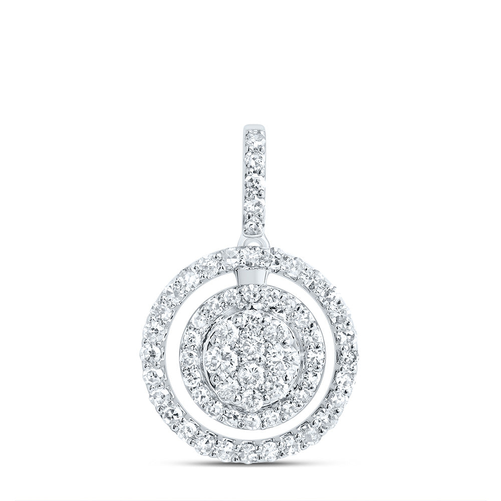 0.43 Ctw Natural Diamond Round Cluster Hola Pendant in 10k White Gold