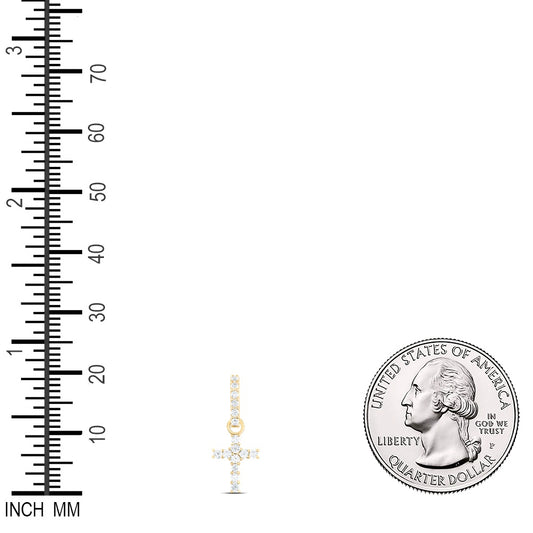 0.22 Ctw Natural Diamond Cross Religious Pendant in 14k Yellow Gold