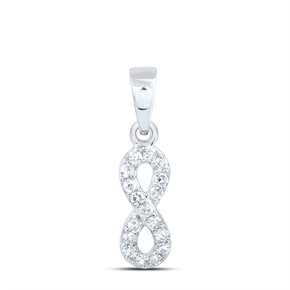 0.09 Ctw Natural Diamond Infinity Gift Pendant in 10k White Gold