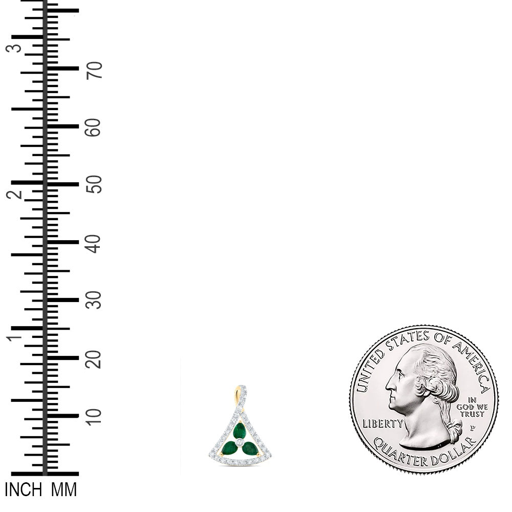 0.48 Ctw Natural Diamond Featuring Green Pendant in 14k Yellow Gold