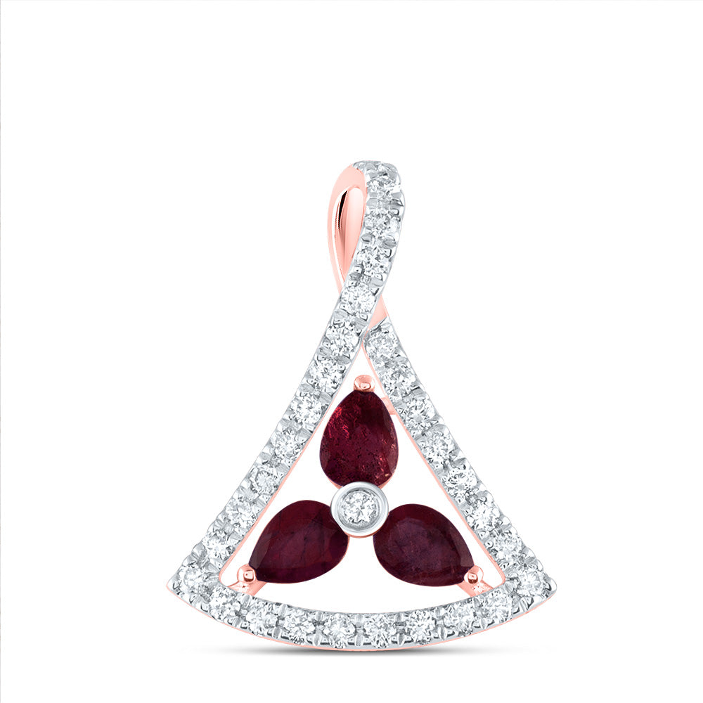 0.63 Ctw Natural Diamond Featuring Red Pendant in 14k Rose Gold