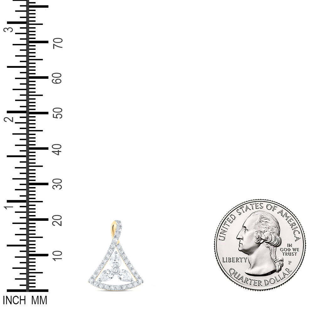 0.43 Ctw Natural Diamond Featuring White Pendant in 14k Yellow Gold