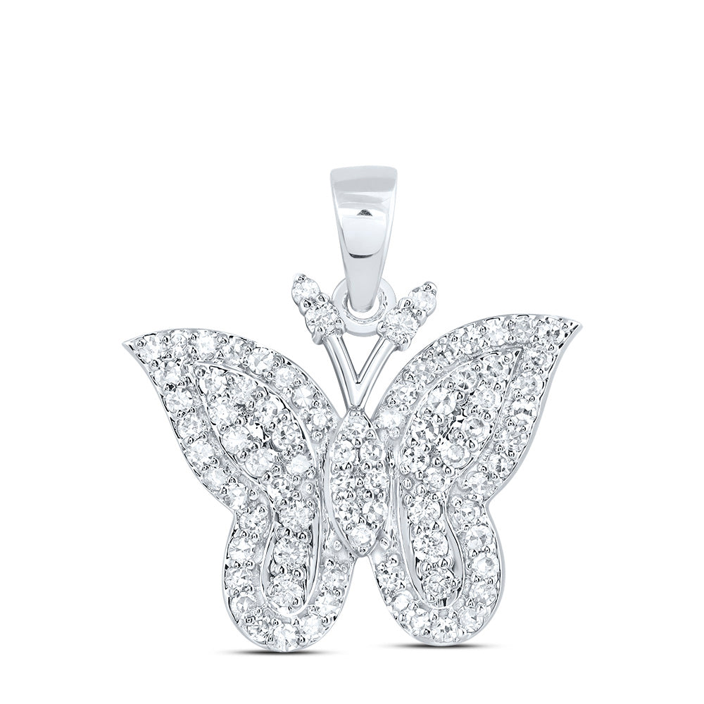 0.45 Ctw Natural Diamond Hiphop Heart Pendant in 10k White Gold