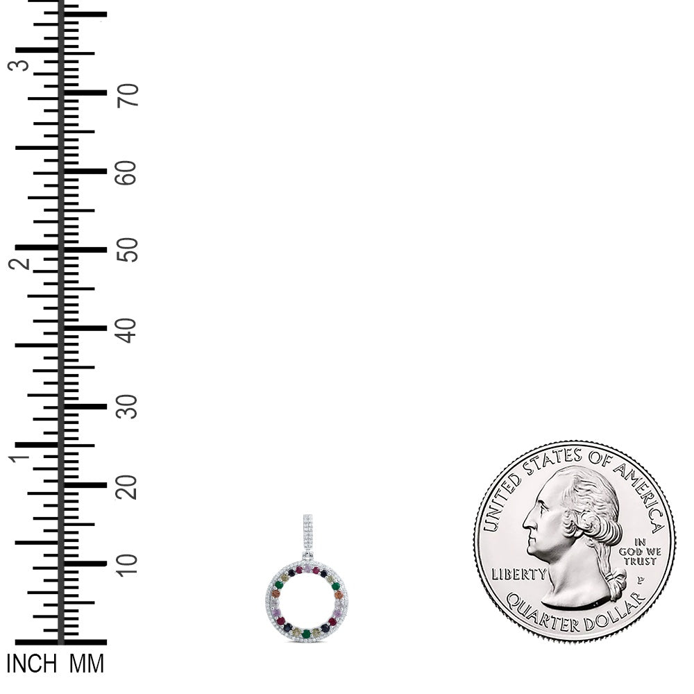 0.69 Ctw Natural Diamond Multi Diamond Open Circle Pendant in 10k White Gold