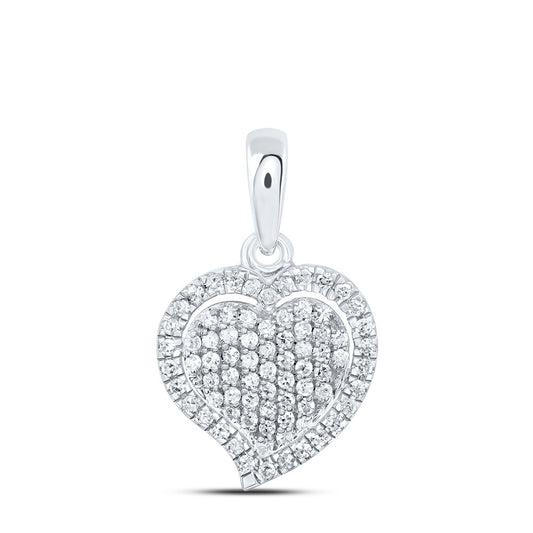 0.18 Ctw Natural Diamond Heart Cursive Pendant in 10k White Gold