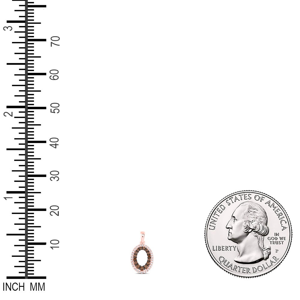 0.4 Ctw Natural Diamond Open Oval Brown Pendant in 14k Rose Gold