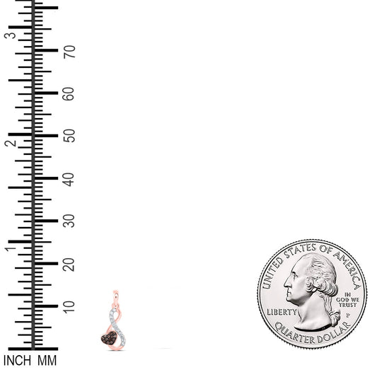 0.14 Ctw Natural Diamond Brown Infinity Heart Pendant in 10k Rose Gold