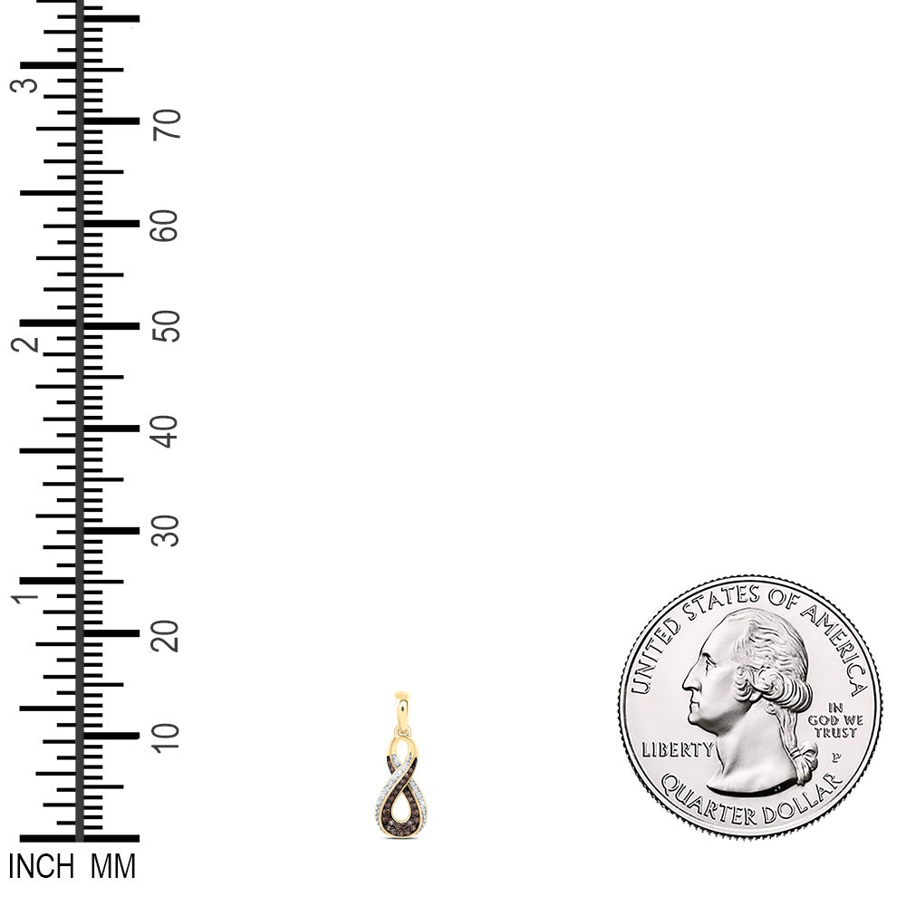 0.12 Ctw Natural Diamond Brown Diamond Infinity Pendant in 10k Yellow Gold