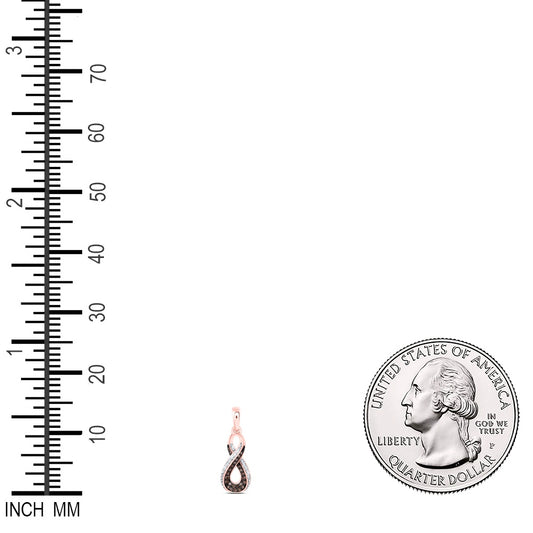 0.12 Ctw Natural Diamond Brown Diamond Infinity Pendant in 10k Rose Gold