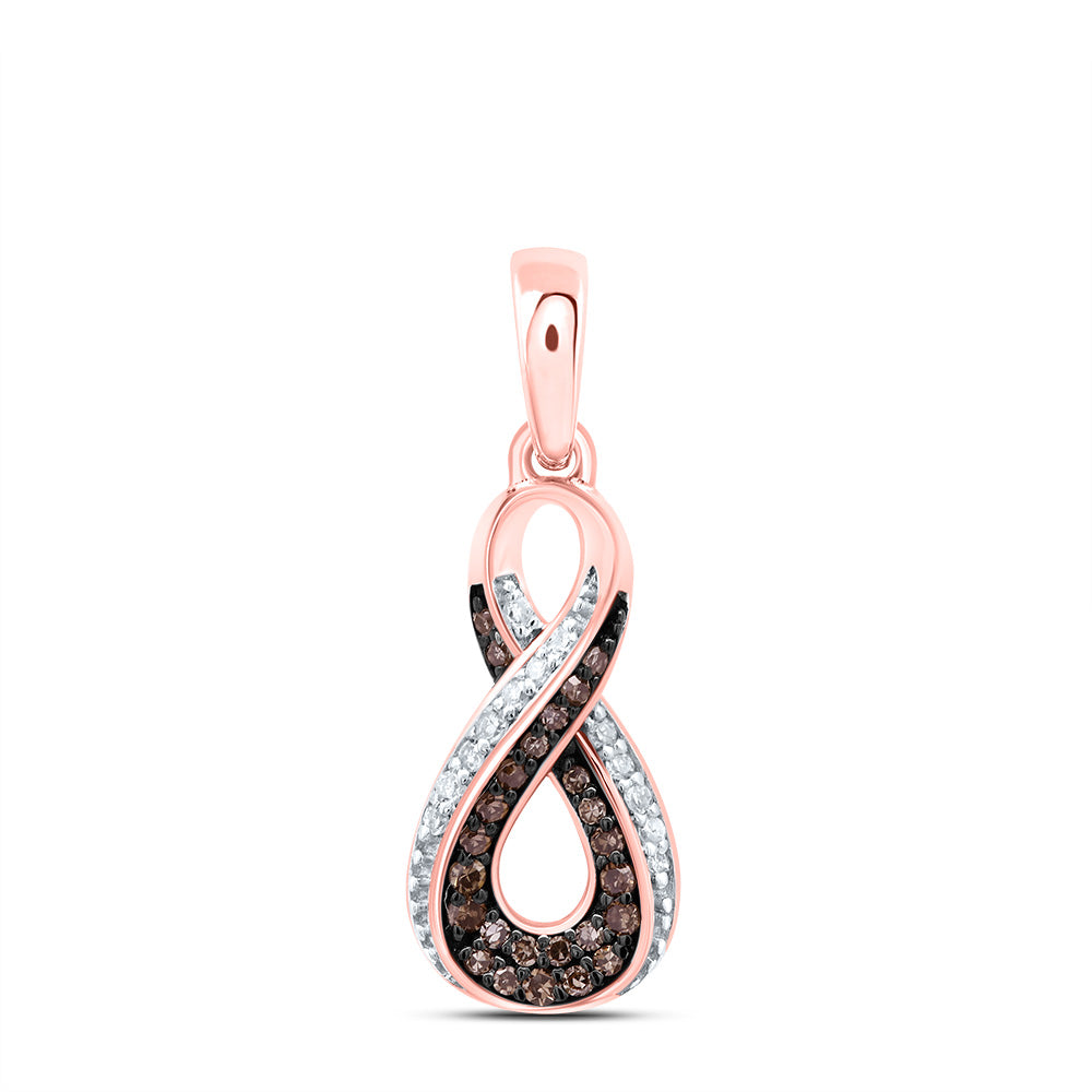 0.12 Ctw Natural Diamond Brown Diamond Infinity Pendant in 10k Rose Gold