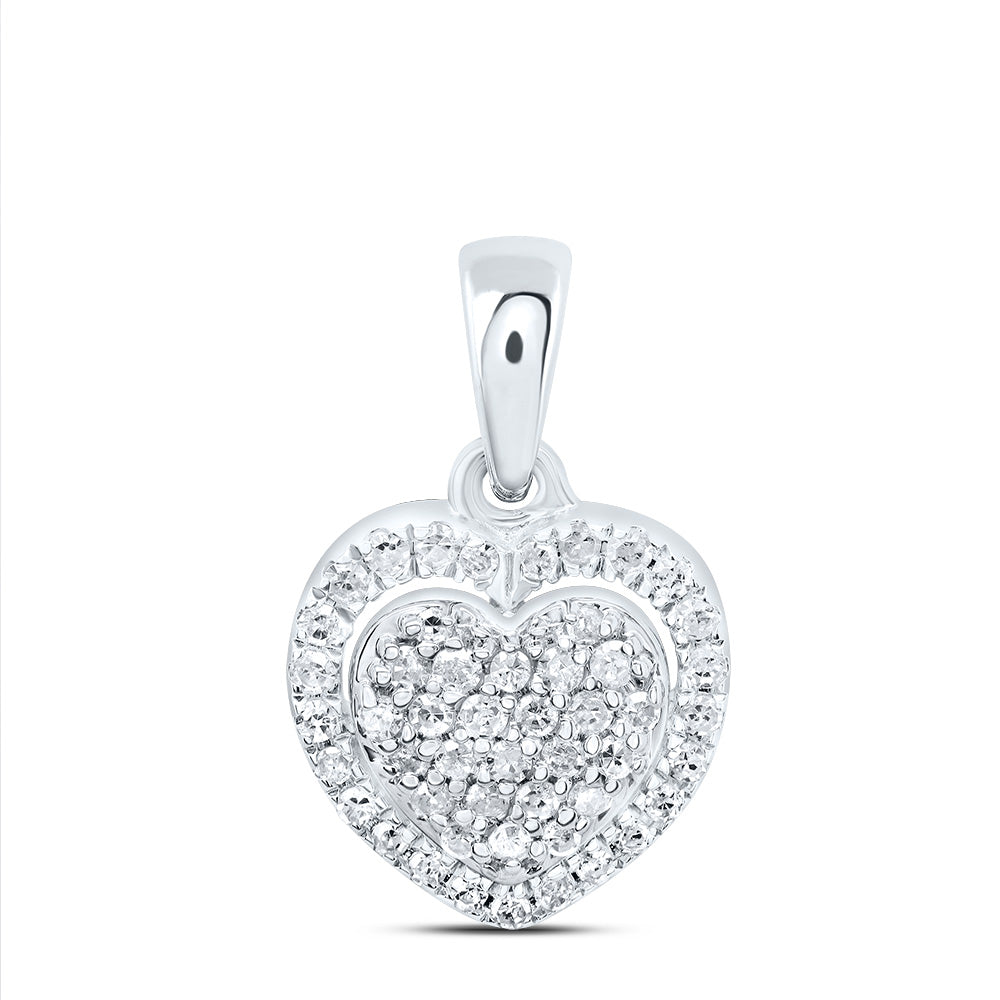 0.18 Ctw Natural Diamond Heart Pendant in 10k White Gold