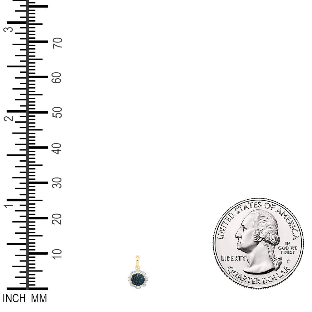 0.18 Ctw Natural Diamond Flower Green Pendant in 10k Yellow Gold