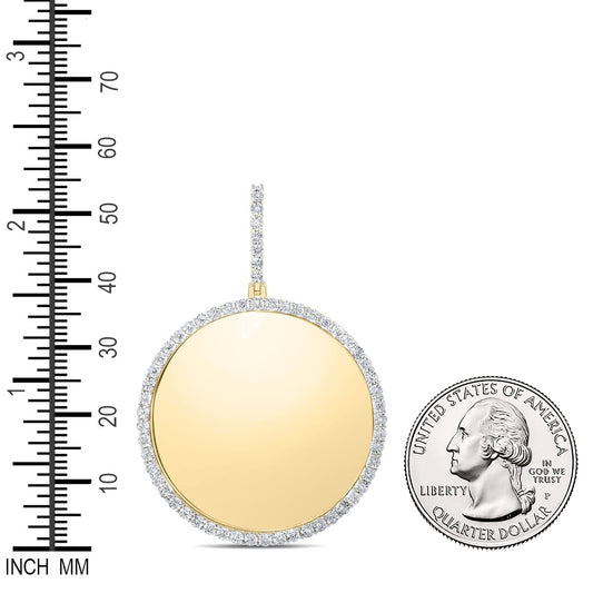 0.24 Ctw Natural Diamond Round Circular Memory Picture Frame Pendant in 10k Yellow Gold