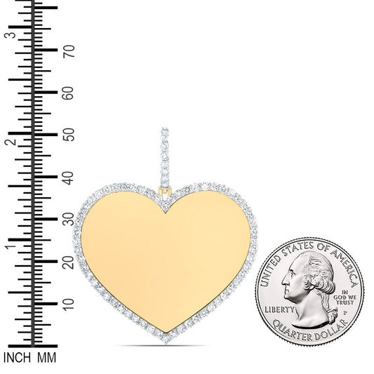 2.11 Ctw Natural Diamond Heart Memory Picture Frame Pendant in 10k Yellow Gold