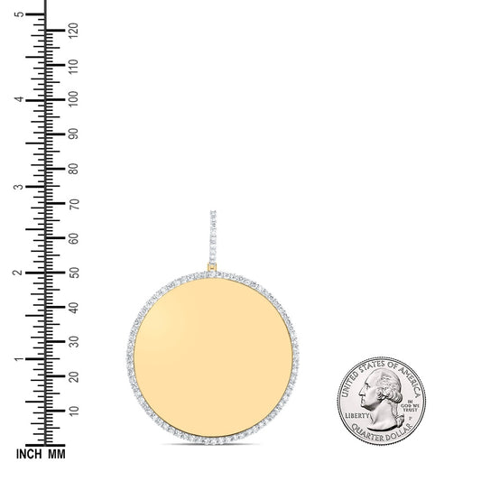 2.55 Ctw Natural Diamond Round Circular Memory Picture Frame Pendant in 10k Yellow Gold