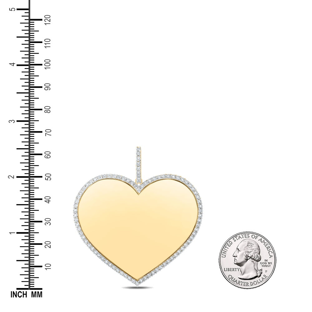 0.34 Ctw Natural Diamond Heart Memory Picture Frame Pendant in 10k Yellow Gold