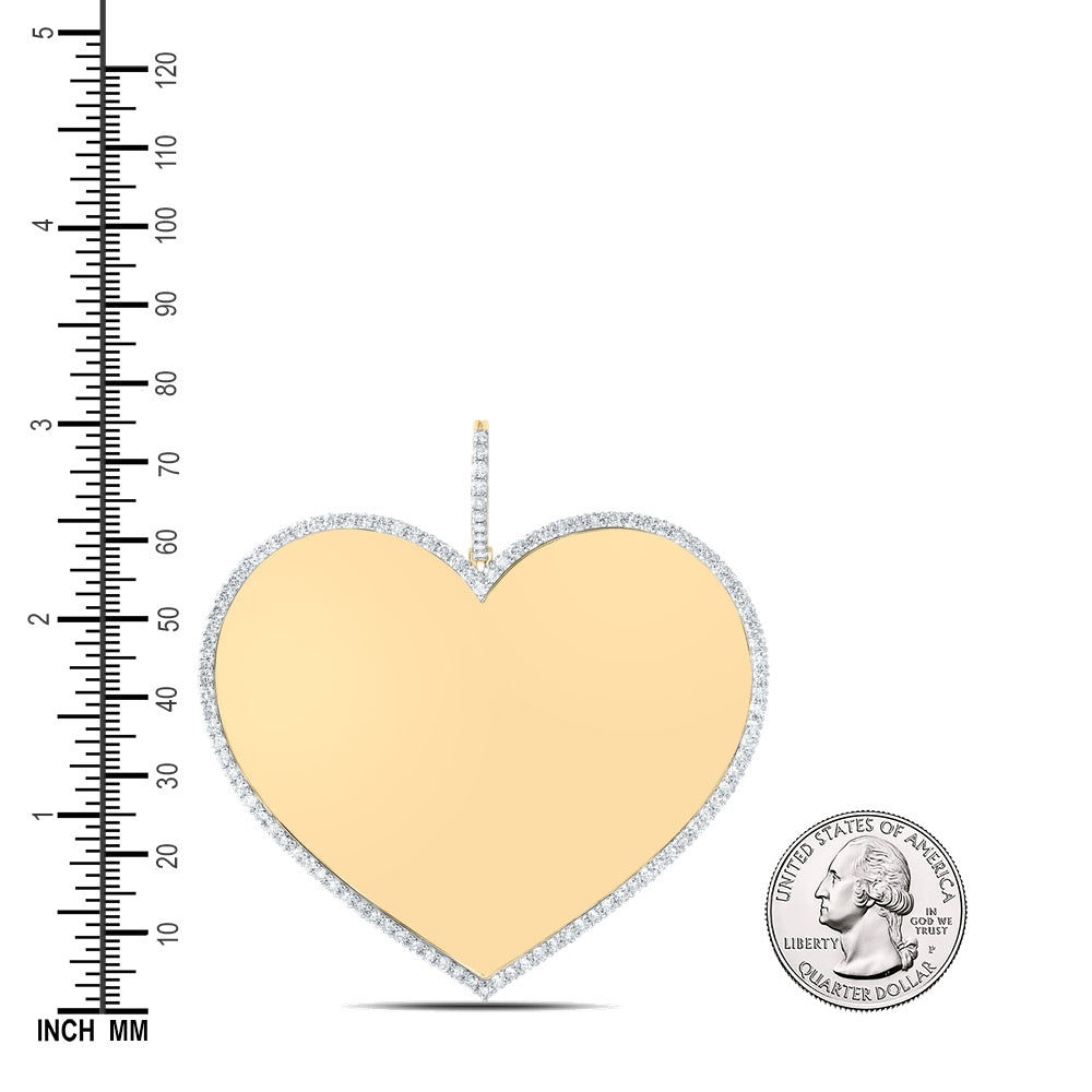 3.4 Ctw Natural Diamond Heart Memory Picture Frame Pendant in 10k Yellow Gold