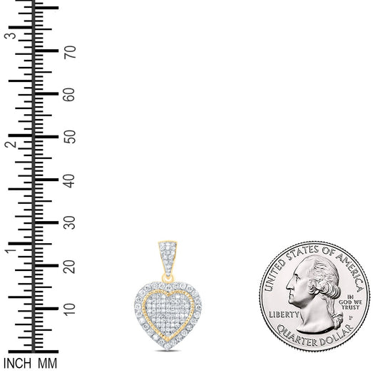 0.83 Ctw Natural Diamond Cluster Heart Pendant in 10k Yellow Gold