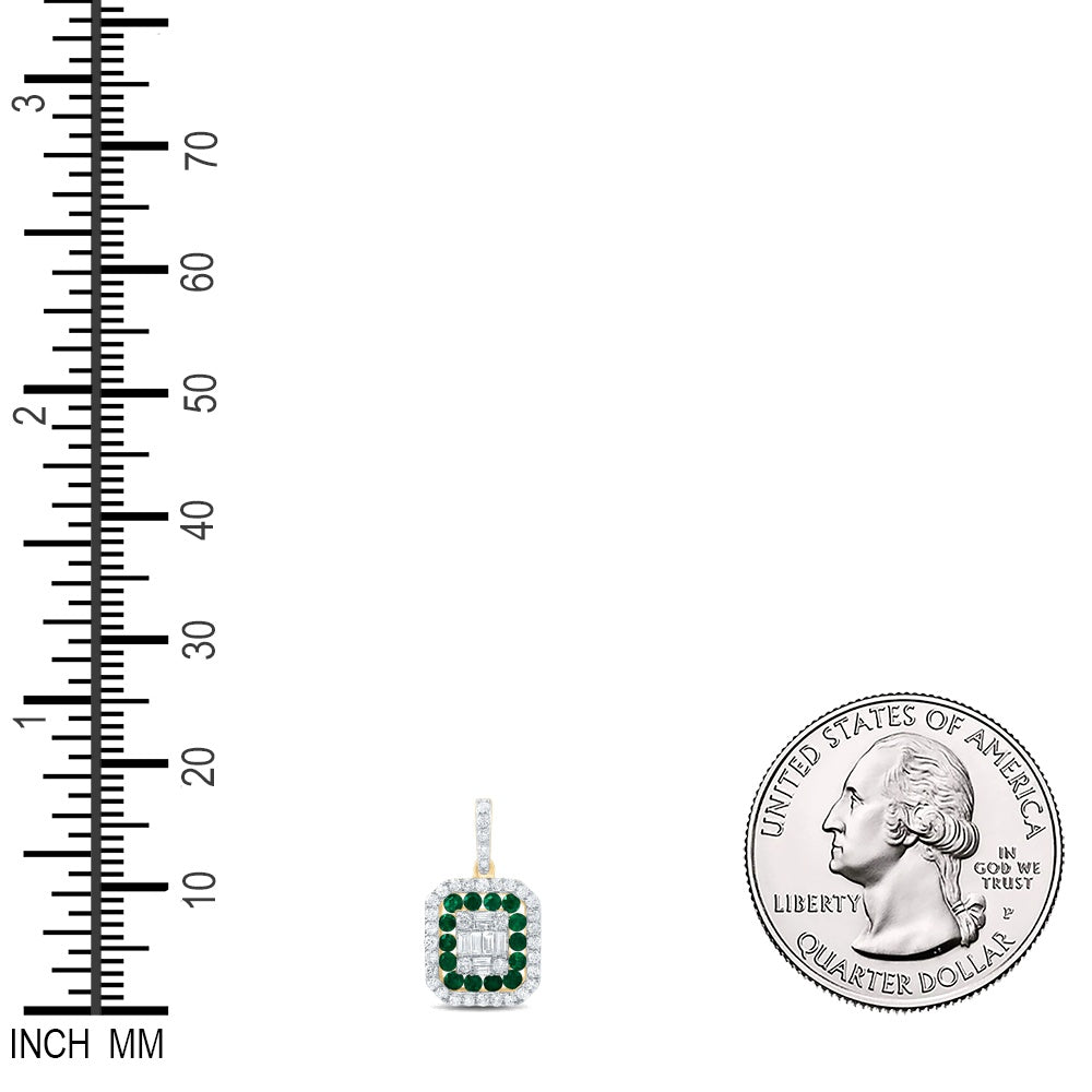 0.6 Ctw Natural Diamond Red Octagon Shaped Pendant in 14k Yellow Gold