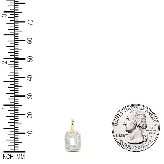 0.61 Ctw Natural Diamond Hiphop Initial Letter O Pendant in 10k Yellow Gold