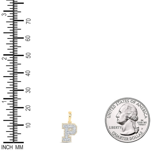 0.56 Ctw Natural Diamond Hiphop Initial Letter P Pendant in 10k Yellow Gold