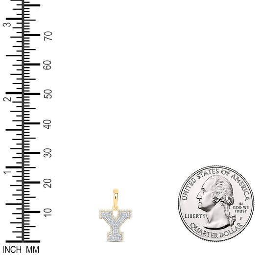 0.5 Ctw Natural Diamond Hiphop Initial Letter Y Pendant in 10k Yellow Gold