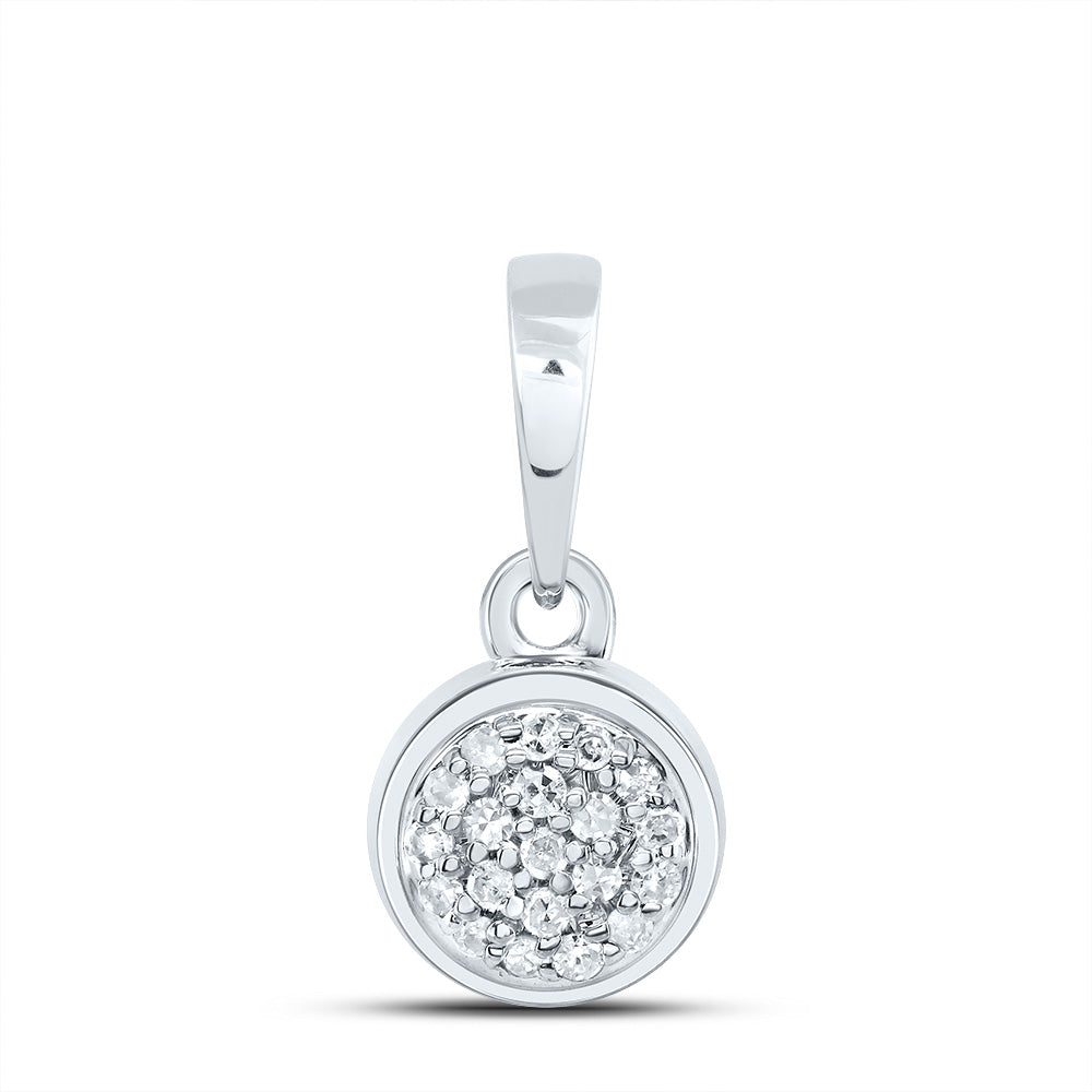 0.05 Ctw Natural Diamond Cluster Round Shape Pendant in 10k White Gold