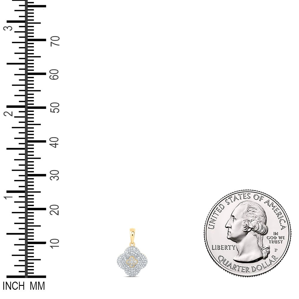 0.61 Ctw Natural Diamond Cluster Clover Pendant in 10k Yellow Gold