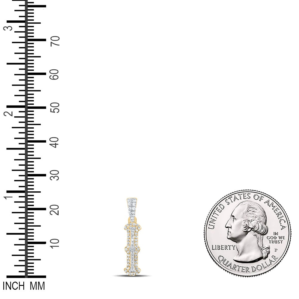 0.2 Ctw Natural Diamond Hiphop Initial Letter I Pendant in 10K Yellow White