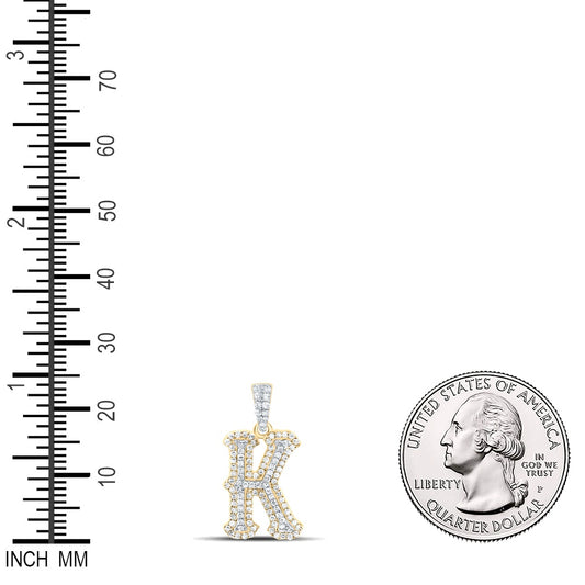 0.36 Ctw Natural Diamond Hiphop Initial Letter K Pendant in 10K Yellow White