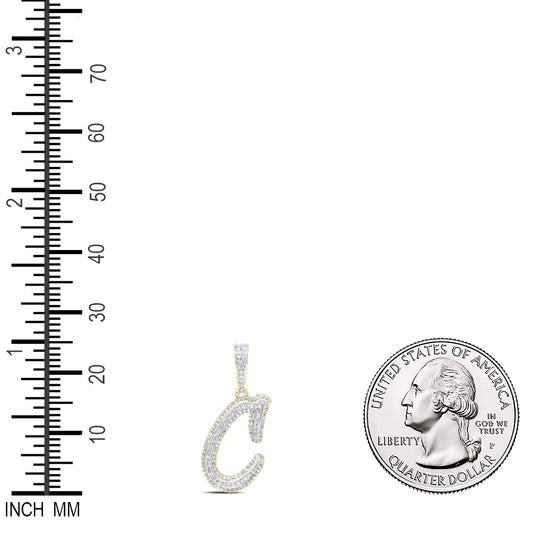 0.69 Ctw Natural Diamond Hiphop Initial Letter C Pendant in 10k Yellow Gold