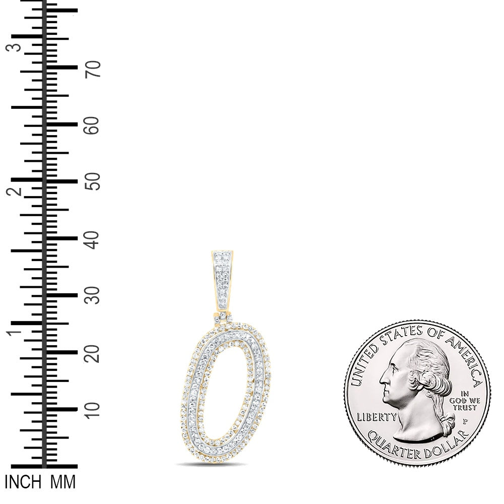 0.74 Ctw Natural Diamond Cursive Initial Letter Alphabet O Pendant in 10k Yellow Gold