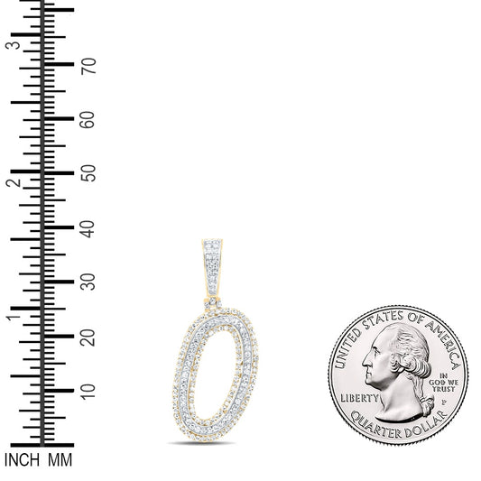 0.74 Ctw Natural Diamond Cursive Initial Letter Alphabet O Pendant in 10k Yellow Gold
