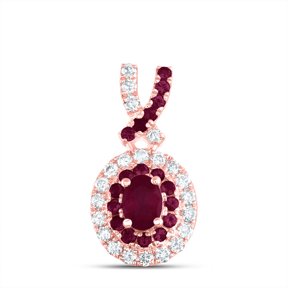 0.44 Ctw Natural Diamond Red Diamond Round Shape Pendant in 14k Rose Gold