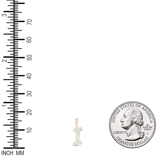 0.26 Ctw Natural Diamond Hiphop Initial Letter I Pendant in 10k Yellow Gold