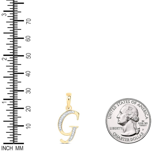 0.08 Ctw Natural Diamond Designer Initial Letter G Pendant in 10k Yellow Gold