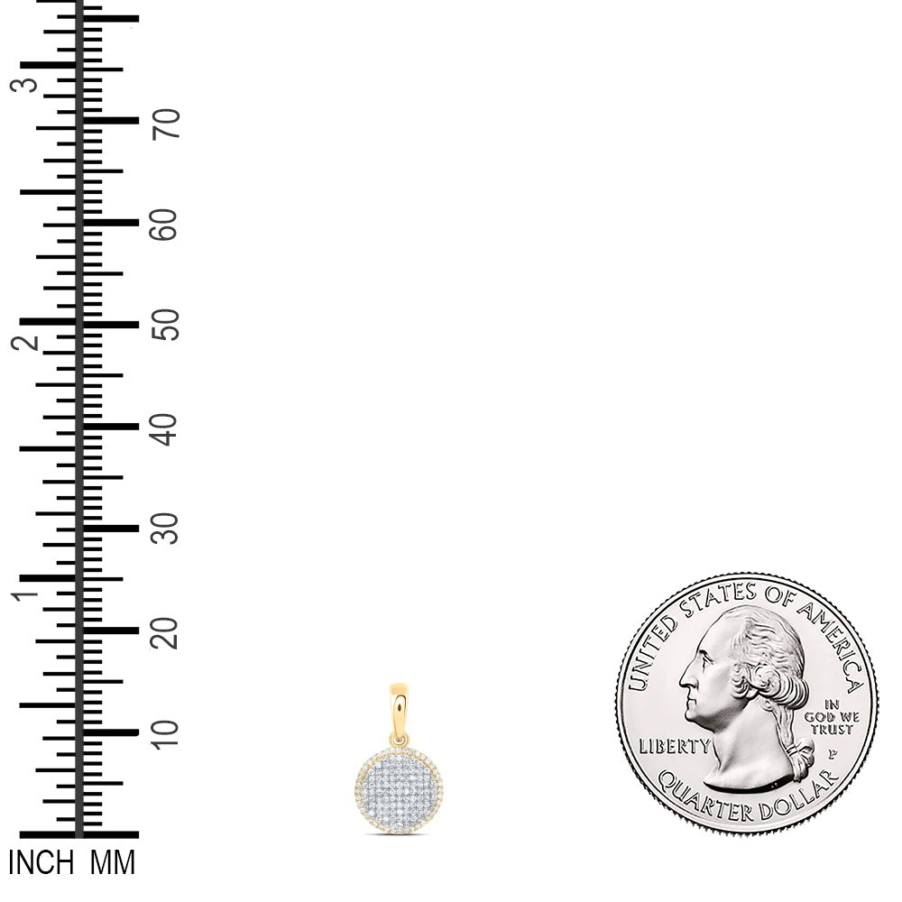 0.6 Ctw Natural Diamond Cluster Round Shaped Pendant in 10k Yellow Gold