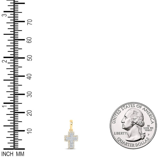 0.46 Ctw Natural Diamond Cluster Cross Pendant in 10k Yellow Gold