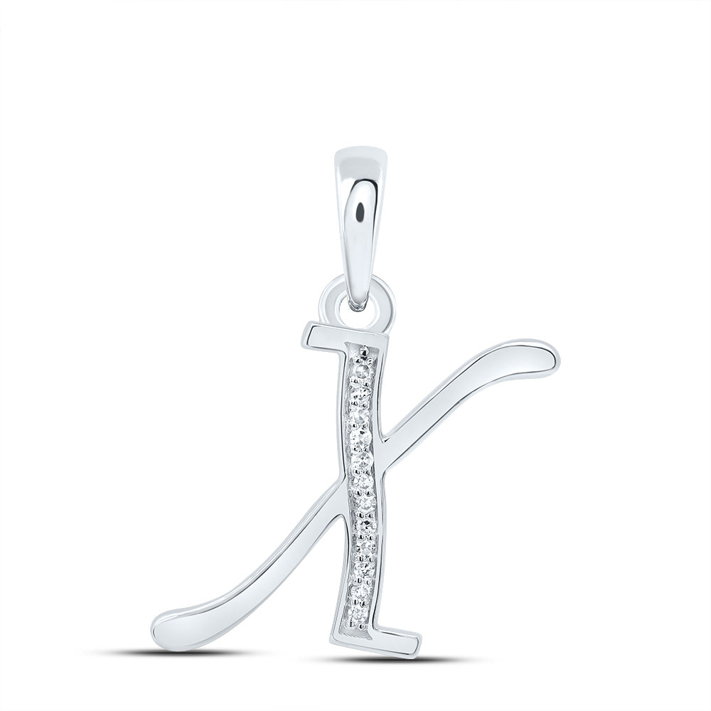 0.05 Ctw Natural Diamond Desinger Initial Letter X Pendant in 10k White Gold