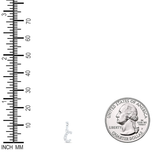 0.06 Ctw Natural Diamond Tiny Initial Letter C Pendant in 10k White Gold