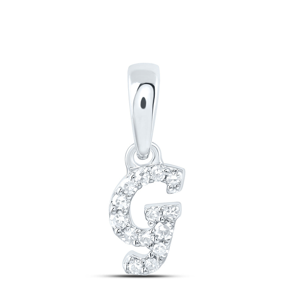 0.05 Ctw Natural Diamond Tiny Initial Letter G Pendant in 10k White Gold