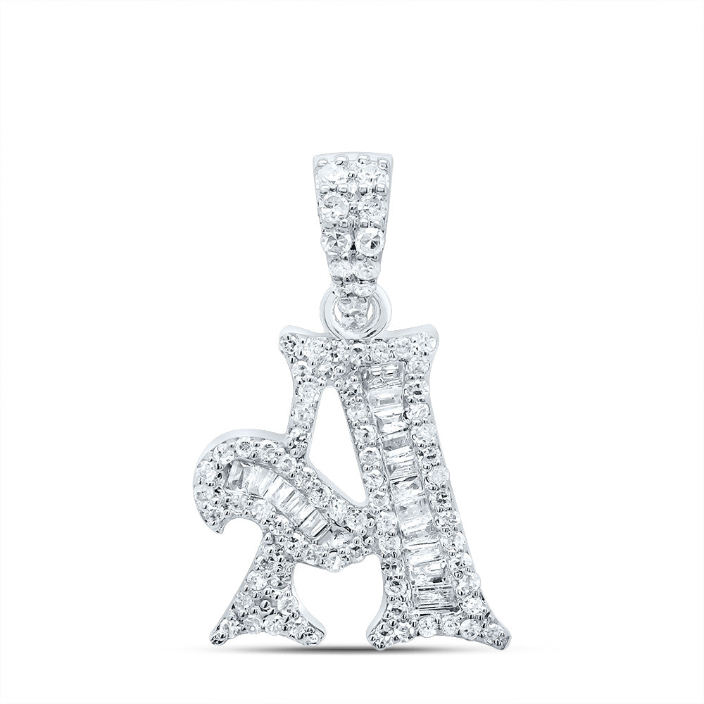 0.3 Ctw Natural Diamond Hiphop Designer Initial Letter A Pendant in 10k White Gold