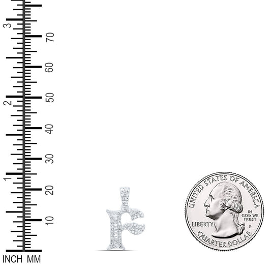 0.27 Ctw Natural Diamond Baguette Hiphop Initial Letter F Pendant in 10k White Gold