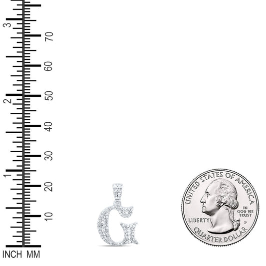 0.27 Ctw Natural Diamond Baguette Hiphop Initial Letter G Pendant in 10k White Gold