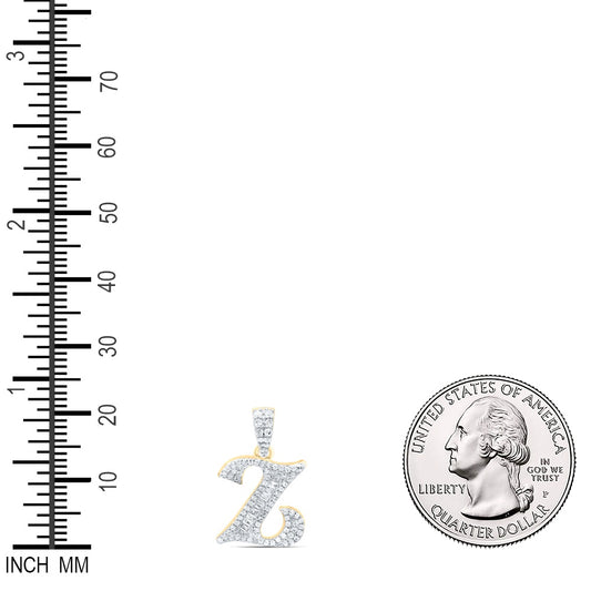 0.27 Ctw Natural Diamond Baguette Hiphop Initial Letter Z Pendant in 10k Yellow Gold