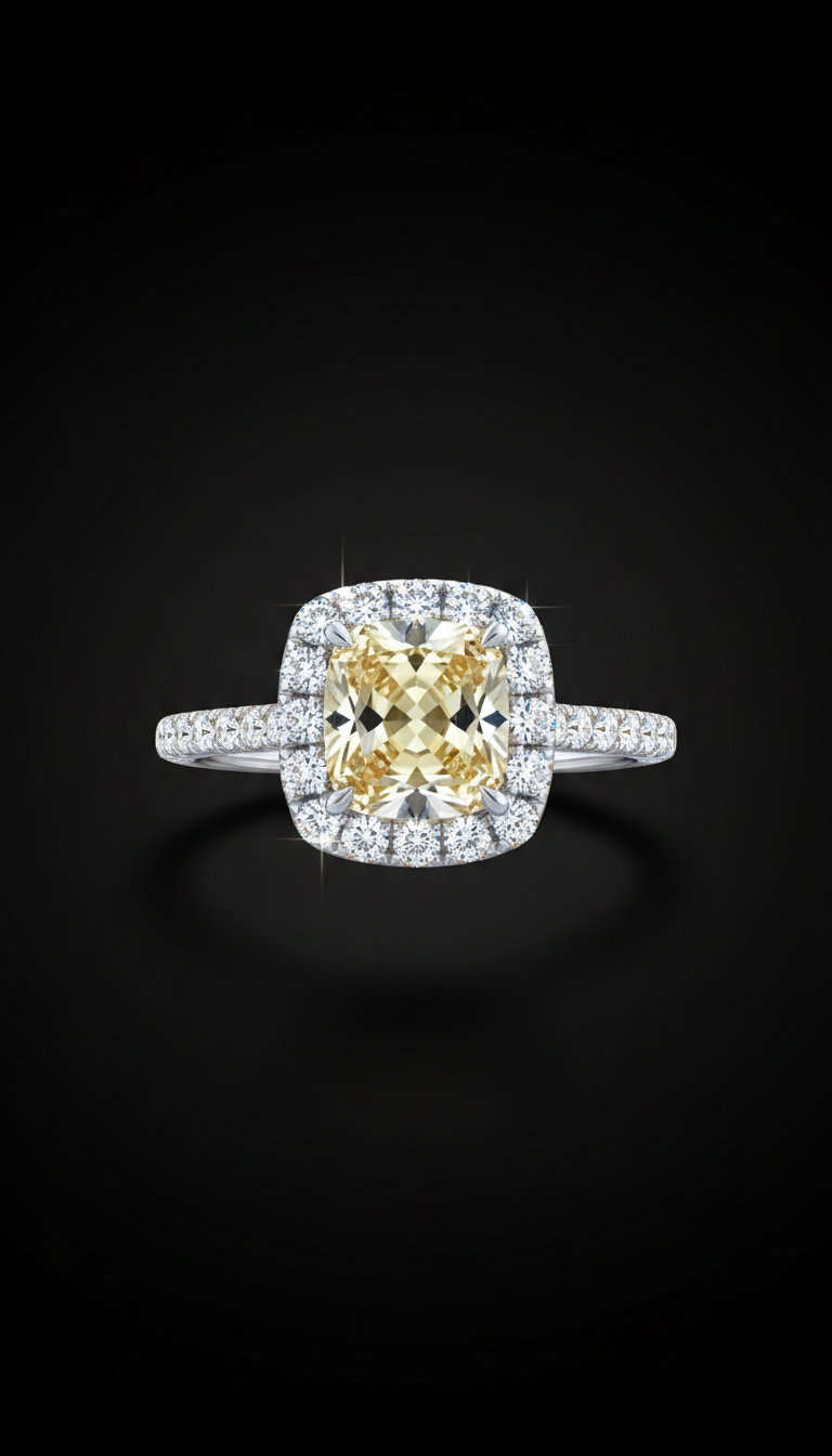 Yellow Diamond Halo Ring