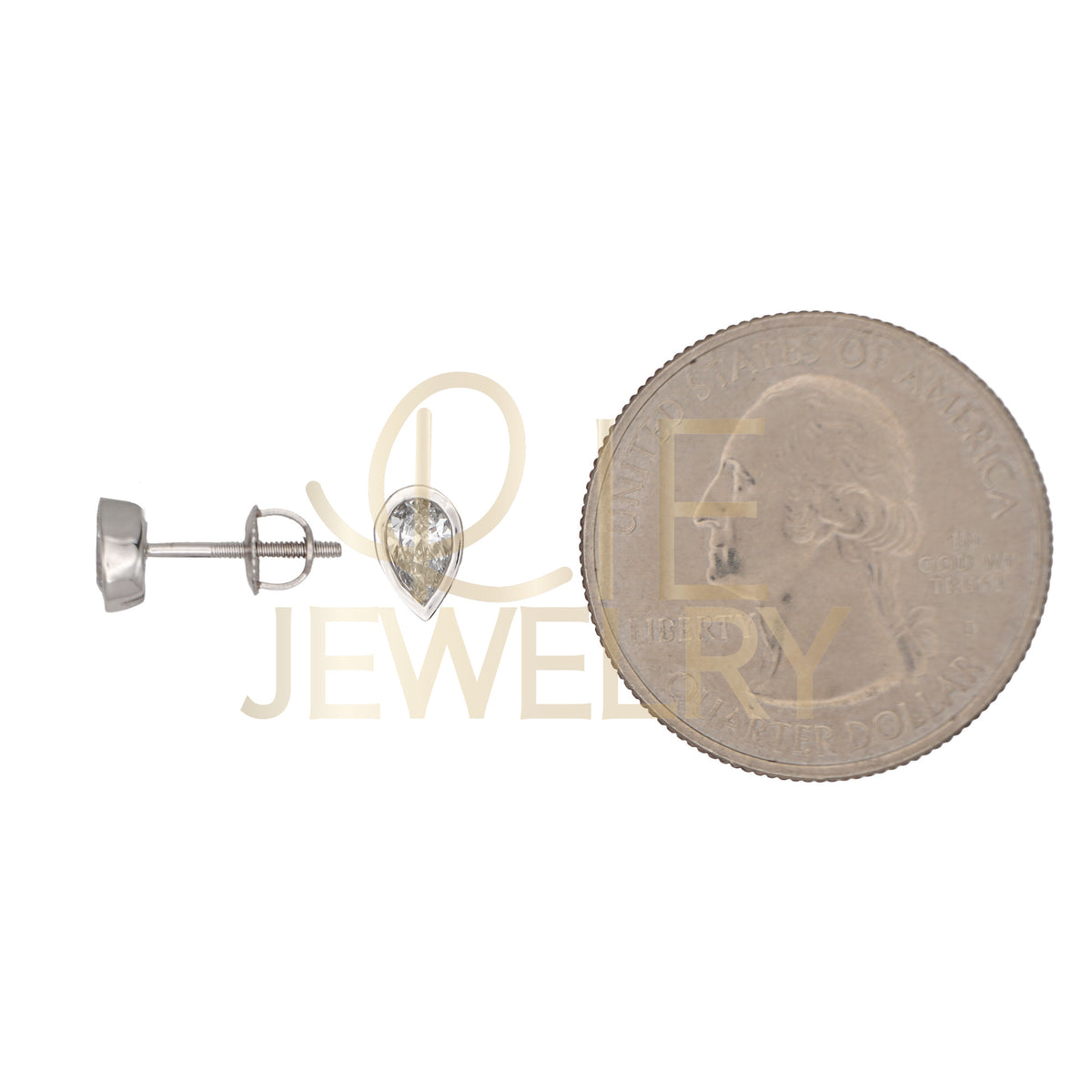 14k White Gold 0.5 CTW Lab Grown Diamond Fashion Bezel Pear Stud Earrings