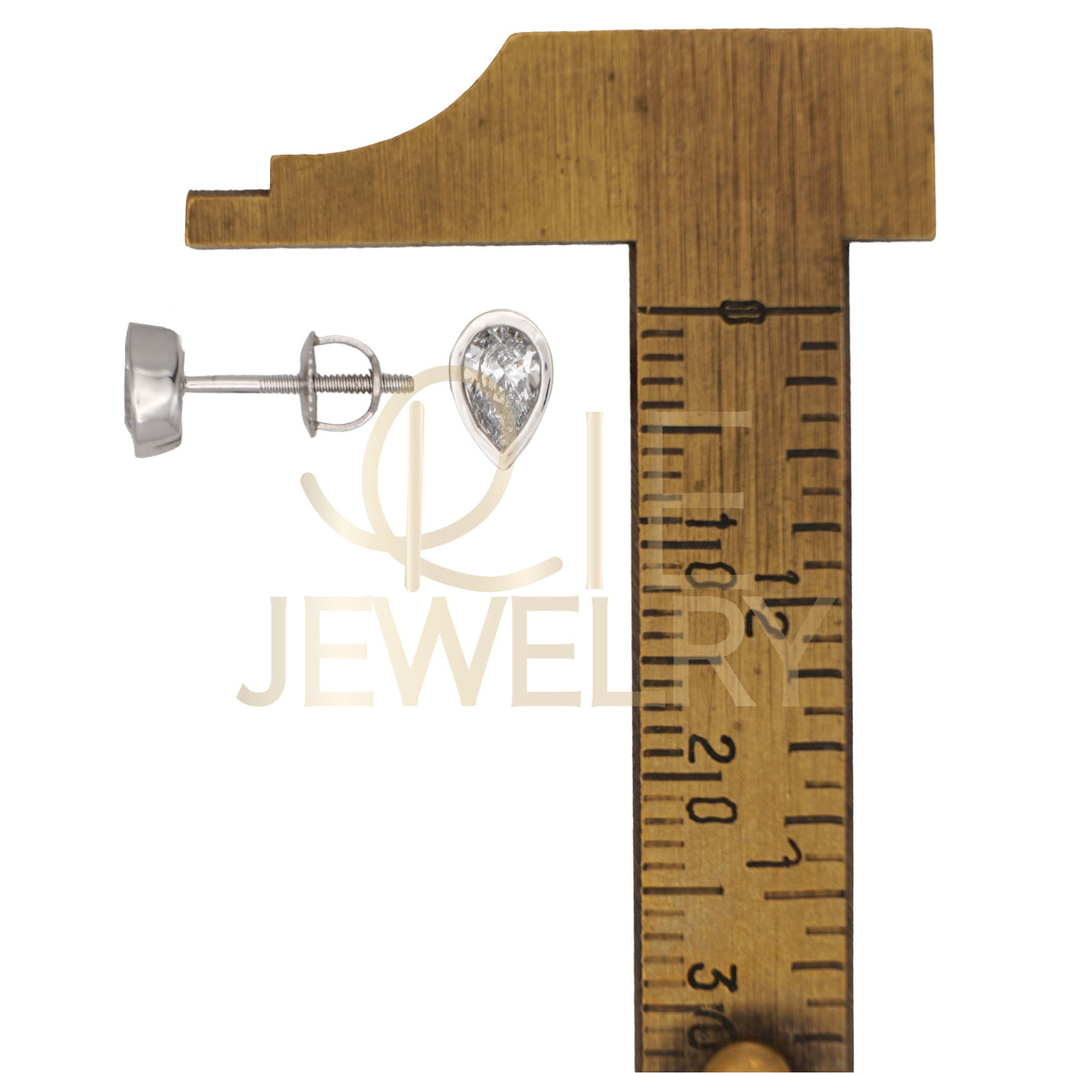 14k White Gold 0.5 CTW Lab Grown Diamond Fashion Bezel Pear Stud Earrings