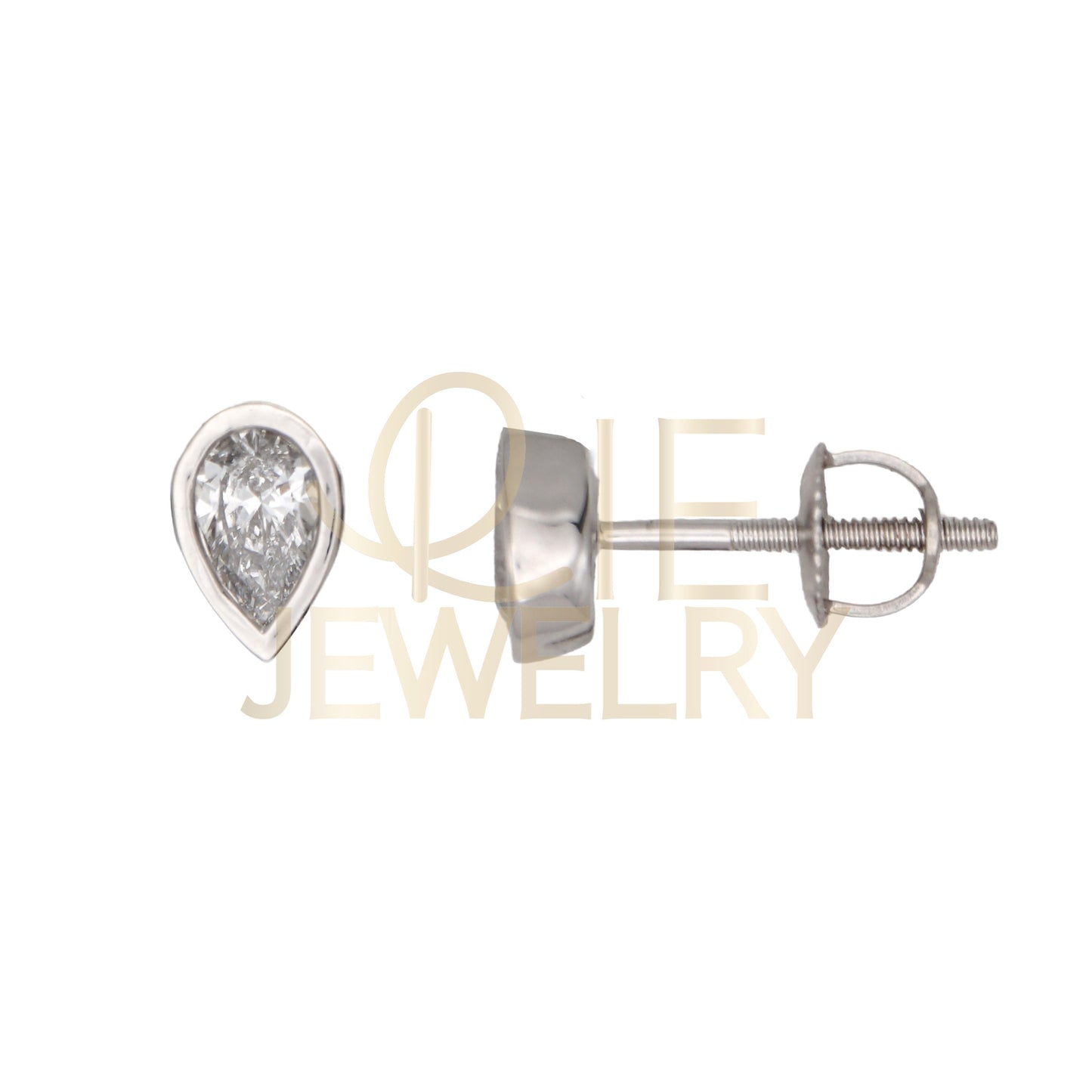 14k White Gold 0.5 CTW Lab Grown Diamond Fashion Bezel Pear Stud Earrings